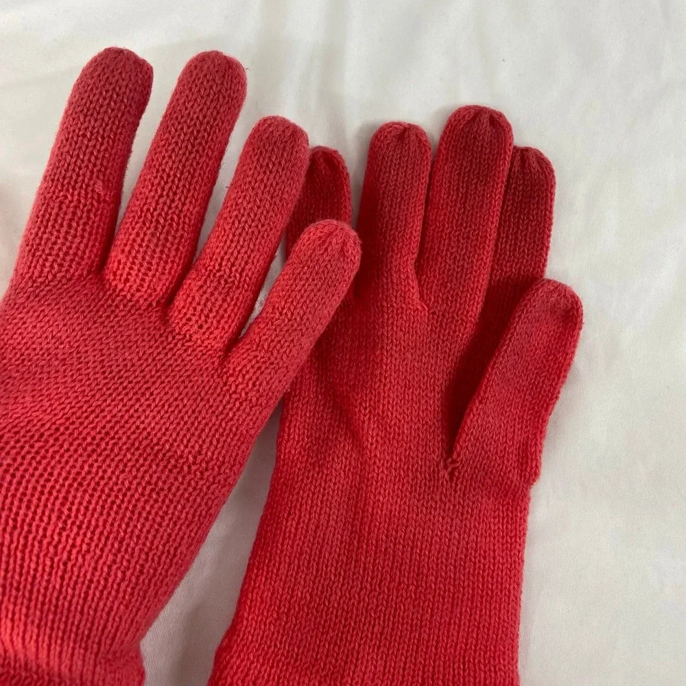 Women's reddish deep pink knit zig zag cuff warm winter gloves cold gear‎ OS